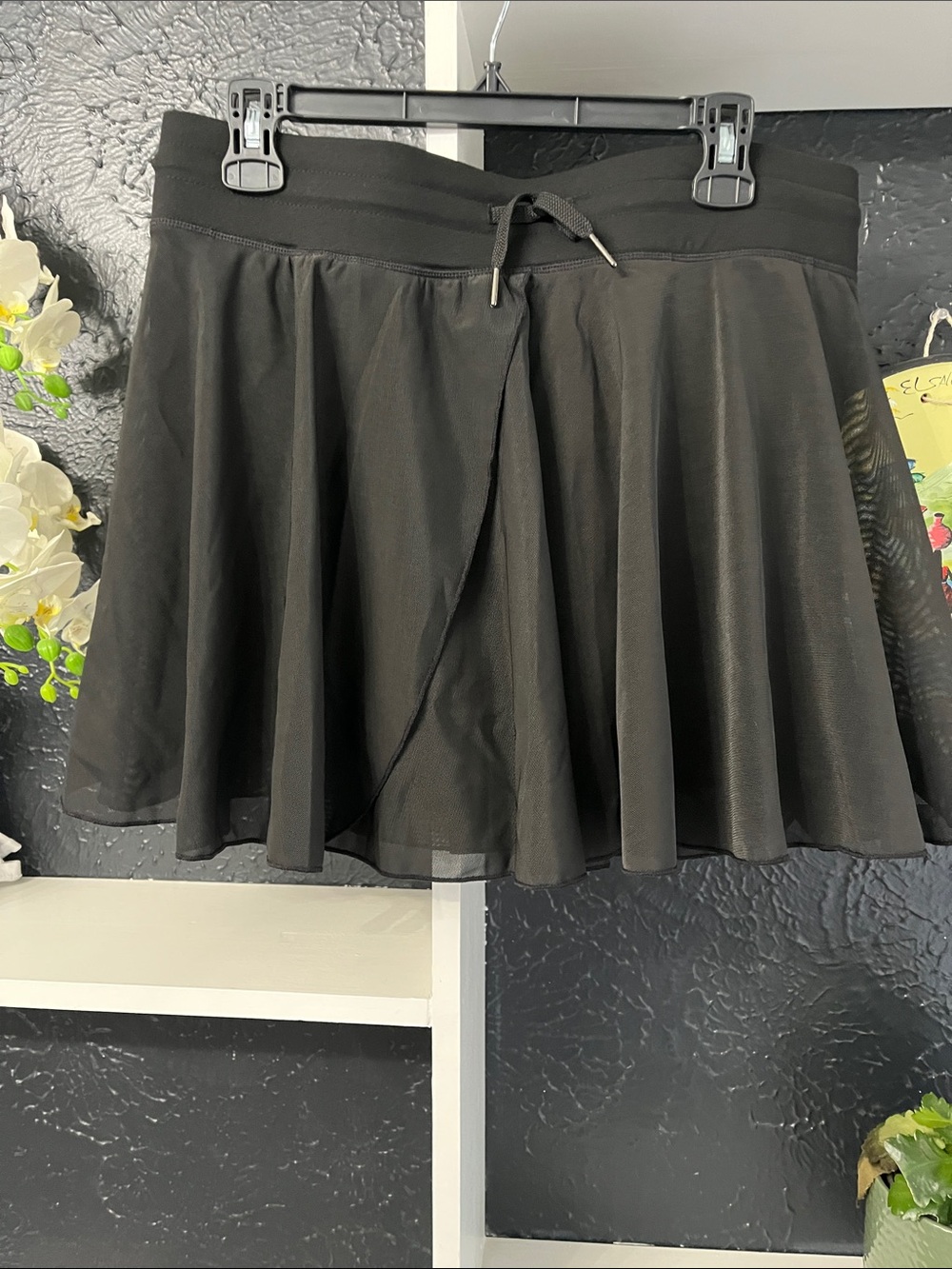 HALARA Black Mini Skater Skirt with Drawstring Waist XL